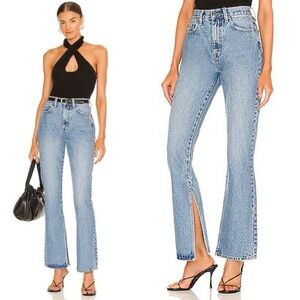 Revolve Pistola Alexa high rise slim flare jeans slit size 30 Constance blue
